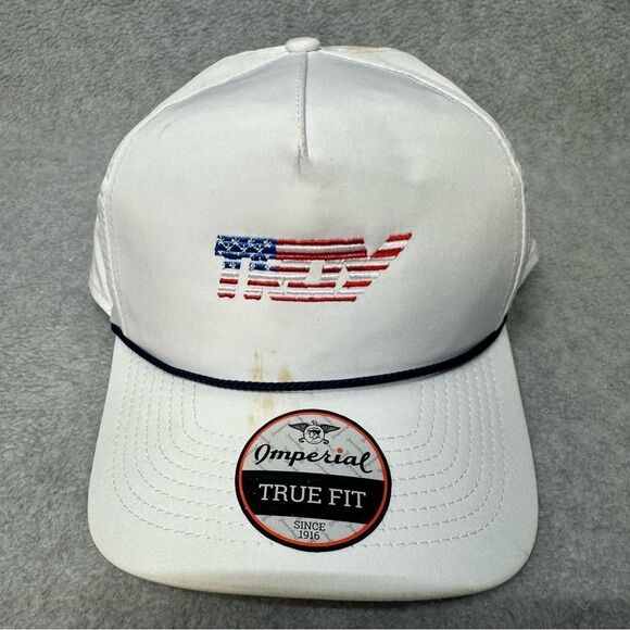 Imperial Golf Hat Mens OSFA White Patriotic American True Fit Rope Brim SPOTS - Picture 2 of 10